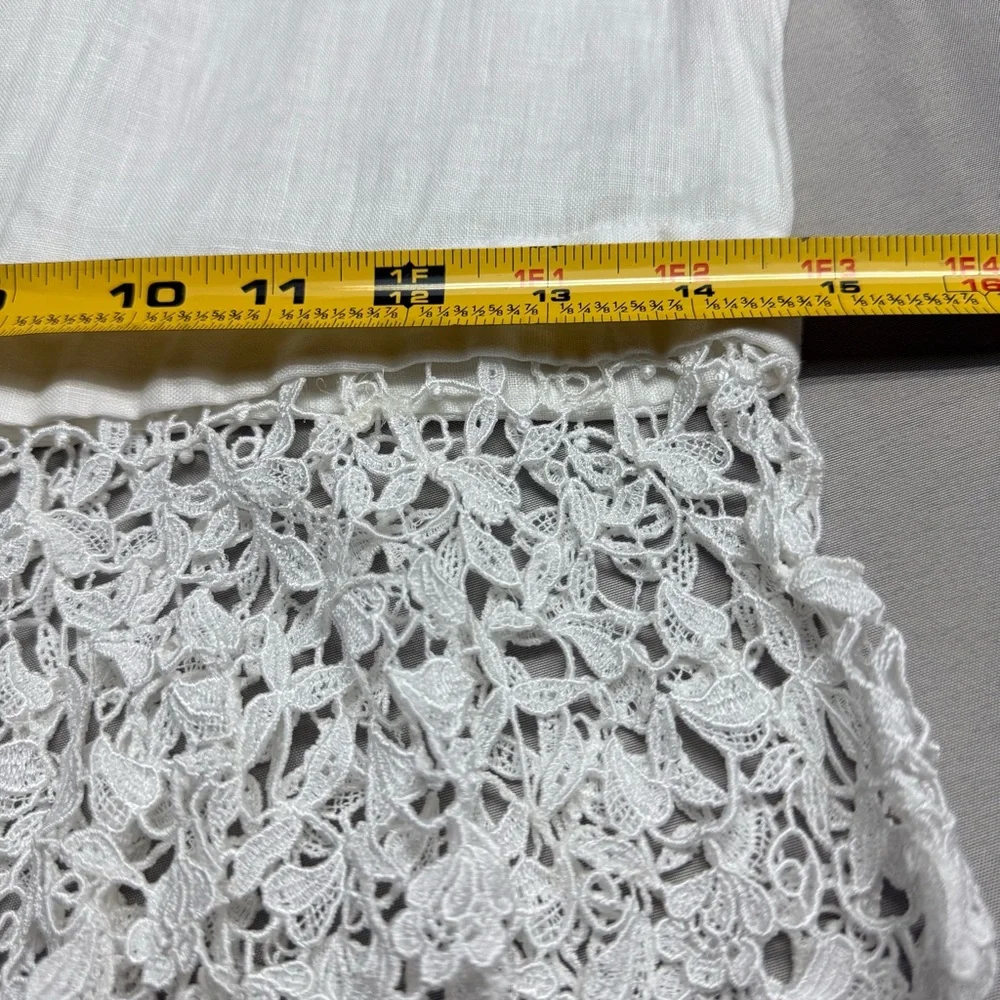 Vintage Cloak of Many Colors White Linen Lace Blouse Cottagecore Victorian Top 4 - Picture 11 of 13